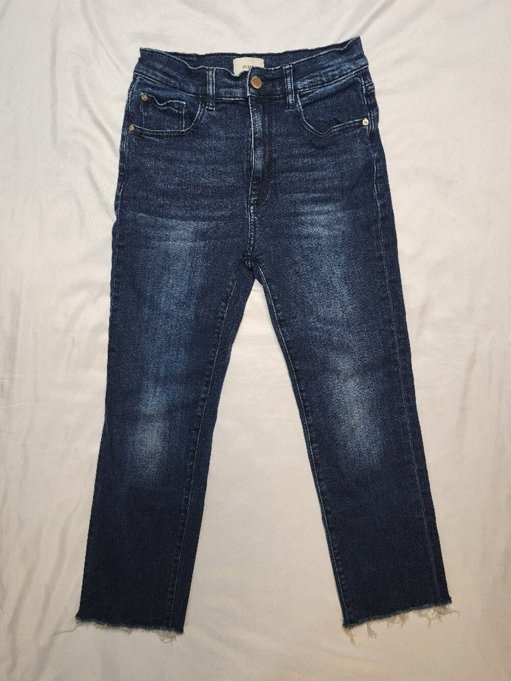DL1961 Patti Straight High Rise Vintage Ankle Jeans 26 Raw Hem